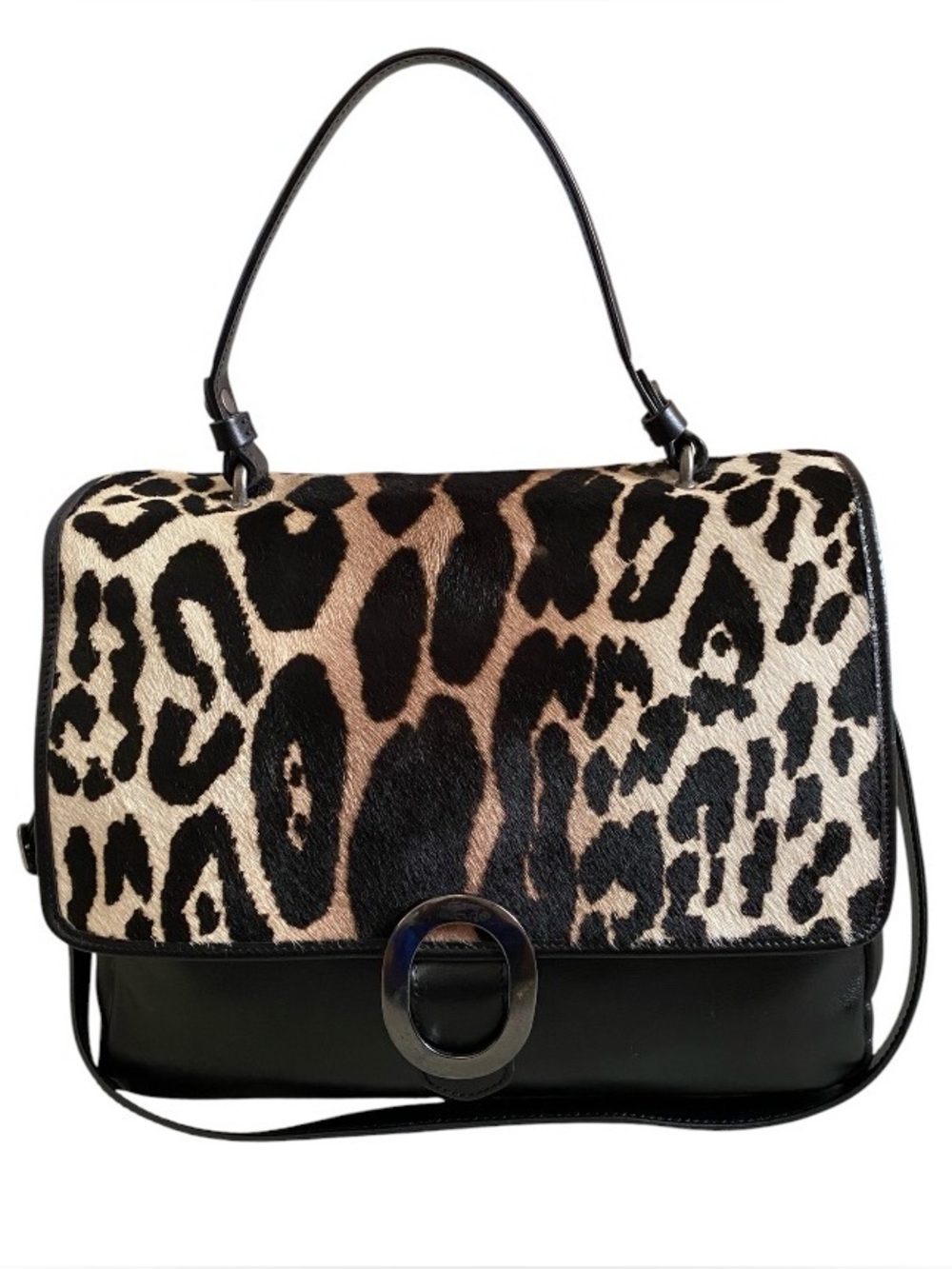 Cavalcanti leather and calf hair top handle satchel Made I Italy